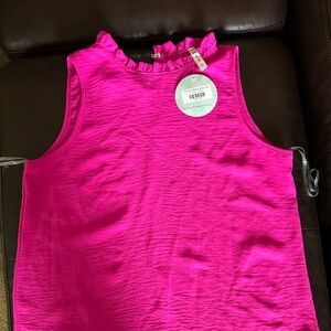 Hot Pink mock neck top, NWT, size small.